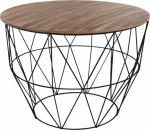 Atmosphera Round coffee table in the style of loft, black with wooden top