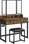 Leobert Cosmetic dressing table large folding mirror stool