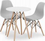 Leobert TODI round table set 60 white + 2 OSAKA chairs gray