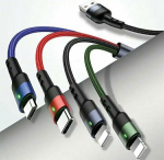 Kabel USB Usams USB-A - USB-C + microUSB + 2x Lightning 1.2 m Niebieski