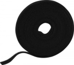 DELTACO Hook And Loop - velcro, 10 mm, black, 5 m