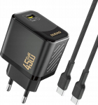 Charger Dudao A28C 45W GaN + kabel USB-C - czarna
