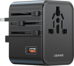 USAMS Loader Travel Adapter 25W US/AU/EU/UK 2xUSB-C czarny 4w1