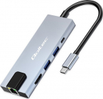 Qoltec HUB Adapter USB-C 5w1 | USB-C PD 100W | 2xUSB | HDMI 4K | RJ45