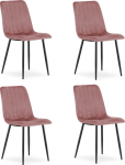 Leobert Pink velvet chair with black legs for LAVA dining room and kitchen x4