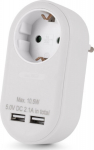 Entac Steckdosenadapter + 2x USB-A wei&szlig;