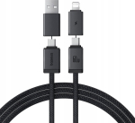 Kabel Baseus Versatile 60W USB-C - USB-C z adapterami USB-A i Lighting 1m - czarny