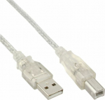 Cable USB InLine USB-A - USB-B 0.3 m Transparent (34503T)