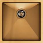 Sink Quadron PAUL SteelQ PVD copper with a siphon 1-chamber b/o recessed version + template + hooks