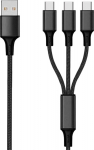 2GO 3in1 USB Ladekabel USB Type-C Nylon 1.5m schwarz