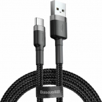 USB-kaabel USB-C otsikuga, 2m, must, vastupidav, Baseus