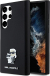 Karl Lagerfeld Liquid Silicone Metal Karl and Choupette Case for Samsung Galaxy S24 Ultra / black