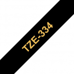 Kleepkirjalint Brother TZE-334 must, kuldne tekst, laius 12mm
