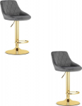 Leobert KAST stool - gray velvet / gold base x 2