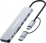 Qoltec HUB Adapter 8w1 USB-C/USB | USB-C | 4xUSB | SD/TF card | Jack 3.5mm TRRS