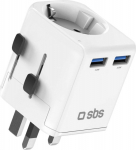 Adapter universal travel - EU 2xUSB-A - white