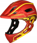 Wozinsky Kids' Full Face Bike Helmet with Rear Light USB 52-56 cm - red-yellow
