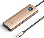 Orico USB-C 9w1 | 3x USB-A 3.0 | 1x USB-C PD 100W | 1x HDMI 4K 60Hz | 1x VGA 1080P 60Hz | 1x microSD/SD | 1x RJ45 Gigabit Ethernet - pink-gold