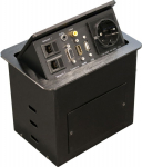 Equip Tischsteckdose CEE7/7 90&deg;->2xRJ45/HDMI/AUX/USB2.0/VGA+