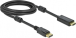 DELOCK DisplayPort 1.2 > HDMI Kabel 4K 60Hz 3m active black