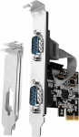 Axagon PCI-Express card with two 250 kbps serial ports. ASIX AX99100. Standard & Low Profile