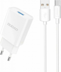 Dudao charger Mains charger Dudao A4EU USB-A 2.1A - White + kabel USB-A - USB-C