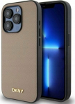 DKNY DKHMP15LPGHLME iPhone 15 Pro 6.1'' beige/beige hardcase Grained Metal Logo MagSafe