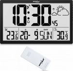 GreenBlue Wall Clock LCD very big GreenBlue GB218 temperature, data