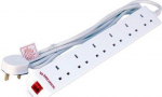 MicroConnect 6 gang UK Surge Protected, Power Strip 2M White 6-way UK