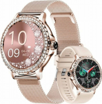 Giewont Smartwatch Women& VT320-1 Gold Bracelet + Pink Silicone Strap