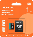 Adata Memory Card microSD Premier Pro 1TB UHS1 U3 V30 100/85 MB/s + adapter