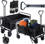 Lean Foldable Garden Beach Transport Cart Black 120L