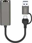 Ugreen XO adapter HUB HUB018 2w1 USB-USB-C - RJ45 szary