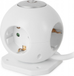 Entac Socket ball 3fach with USB 1.5m Switch white