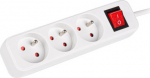 Lanberg Cable Power Strip 3M 3X French Outlets with Switch, Quality-Grade Copper | PS1-03E-0300-W