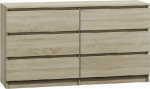 Topeshop Komoda 140cm 6 Sonoma oak drawers