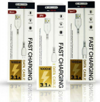 Kabel USB Jellico USB-A - microUSB 1 m White (6972310641201)