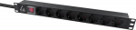 Lanview 19" rack mount power strip, 1U, 16A with 8 x Schuko