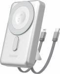 Powerbank Dudao Powerbank Dudao K29 10000mAh PD 20W z MagSafe z metal casing, stand and built-in cables USB-C/Lightning - srebrny