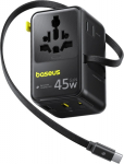 Baseus Adapter traveler Baseus PicoGo AG11 45W 6w1 with retractable cable USB-C - czarny