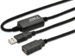 MicroConnect Active USB 2.0 cable, A-A M-F, With integrated repeater 5m