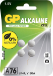 GP ALKALINE BUTTON CELL LR44, Blister with 4 batteries. 1.5V