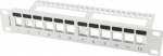 Lanberg Patch Panel empty 12 port 1U 10" z Keystone module organizer gray - Patch Panel empty 10"/1U z organizer for modules keystone, 12 ports, szary
