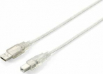 Kabel USB Equip USB-A - USB-B 3 m Transparent (128651)