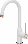Kitchen faucet Quadron Ingrid Q Line SteelQ standing white with elements finished with copper (84818011)