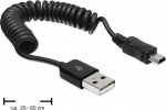 DELOCK USB Kabel A -> Mini-B St/St 0.20m-0.60m Spiral