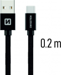 Swissten Textile Universal Quick Charge 3.1 USB-C Data and Charging Cable 20 cm
