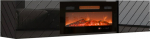 Cama MEBLE RTV LUXE cabinet 182.6x34.5x37.5 black/black gloss + black fireplace