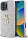 Guess PU 4G Metal Logo Case for iPhone 16 Pro Max / Pink