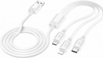 Kabel USB Hoco USB-A - USB-C + microUSB + Lightning 1 m White